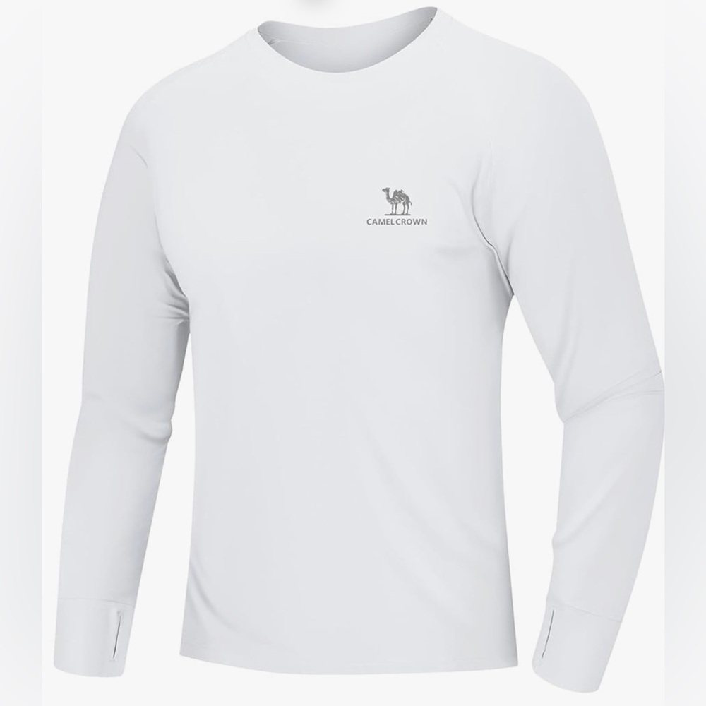 NWT Camel Crown Mens Sun Protection Shirts UV SPF UPF 50+ Long Sleeve Rash Guard